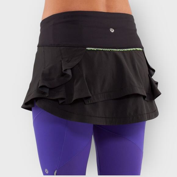 Lululemon Presta Skirt Size 6 Black Ruffle Tiered Drawstring Waist Tenniscore - Picture 7 of 7